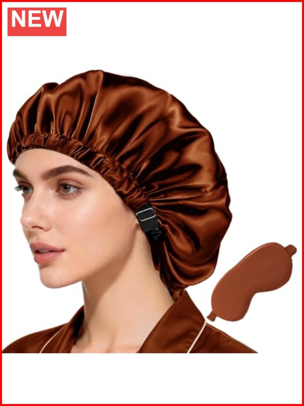 Satin Bonnet for Sleeping with Eye Mask - Silk Night Cap for Curly Hair,